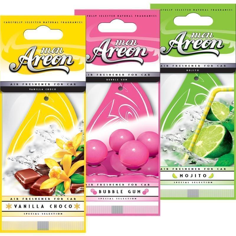 AREON Osvežilec za avto MON 3X Vanilla Choco, Bubble Gum, Mojito